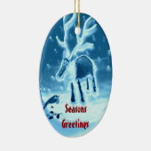 Fester Rentier Robin Saison Keramikornament (Rechts)