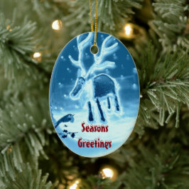 Fester Rentier Robin Saison Keramikornament