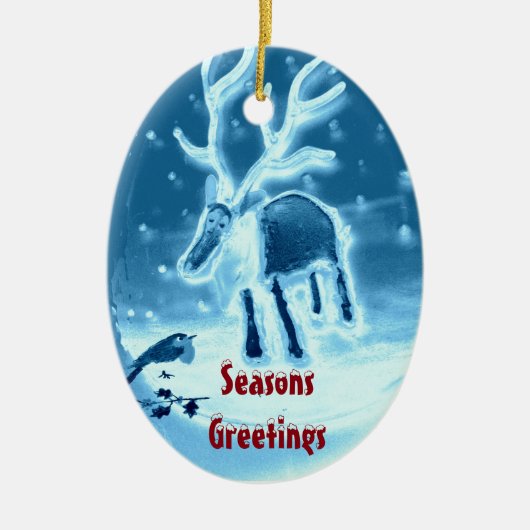 Fester Rentier Robin Saison Keramikornament (Vorne)