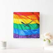 Fester Stolz - Gay Pride-Flaggen-Nahaufnahme Quadratische Wanduhr (Zuhause)