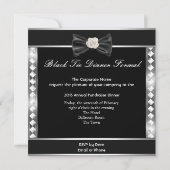 Festes Abendessen Party White Black Krawatte Holly Einladung (Rückseite)