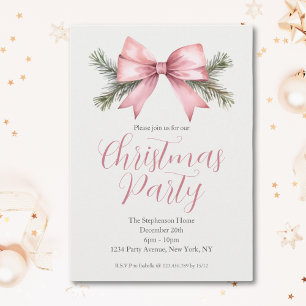 Festes Aquarell Pink Bow Weihnachtsfest Party Einladung