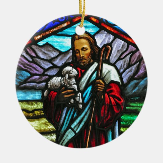 Festes Bild von Jesus und Lämmern Keramikornament (Vorne)