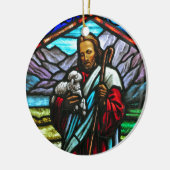 Festes Bild von Jesus und Lämmern Keramikornament (Links)