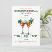 Festes Clinking Cocktail Brillen Weihnachts-Party Einladung (Stehend Vorderseite)