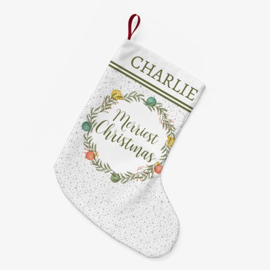 Festes Cypress-Muster mit Monogramm-Urlaub Kleiner Weihnachtsstrumpf (Vorderansicht (hängend))