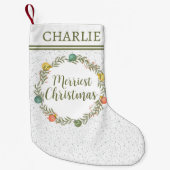 Festes Cypress-Muster mit Monogramm-Urlaub Kleiner Weihnachtsstrumpf (Vorderseite)