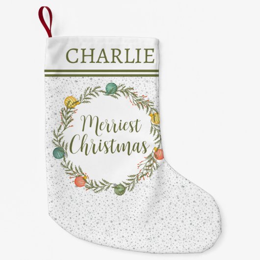 Festes Cypress-Muster mit Monogramm-Urlaub Kleiner Weihnachtsstrumpf (Vorderseite)