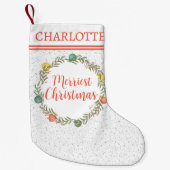 Festes Cypress-Muster mit Monogramm-Urlaub Kleiner Weihnachtsstrumpf (Vorderseite)