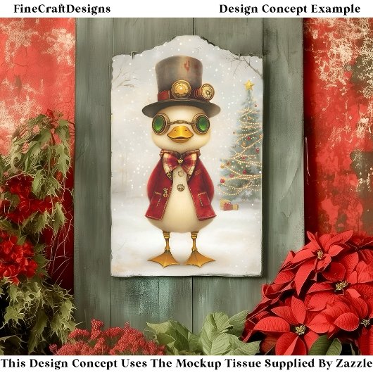 Festes Duckling mit Weihnachtsbaum L3 Decoupage Seidenpapier
