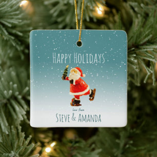 Festes Eis Skaten Santa - Personalisiert Keramikornament