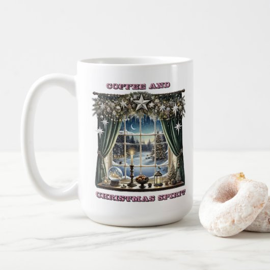 Festes Fenster mit schneesicherer Aussicht Kaffeetasse (Mit Donut)
