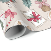 Festes Furry Friends Holiday Wrapping Paper Geschenkpapier (Rolleneckpunkt)