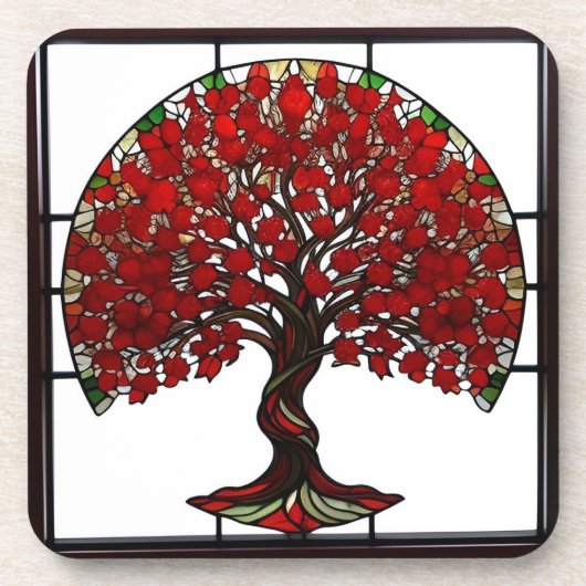 Festes Glas, das einen Baum darstellt Getränkeuntersetzer (Vorderseite)