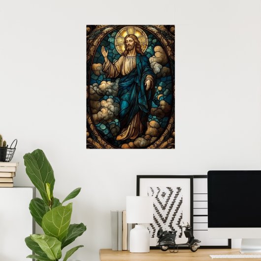 Festes Glas Jesus Art - Christlich Poster (Heimbüro)