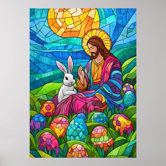 Festes Glas Jesus Ostern Mauer Kunst Poster (Vorne)