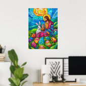 Festes Glas Jesus Ostern Mauer Kunst Poster (Heimbüro)