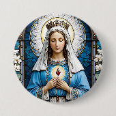 Festes Glas Jungfrau Mary Christlich katholisch Button (Vorderseite)
