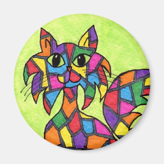 Festes Glas Kitty Magnet (Vorne)