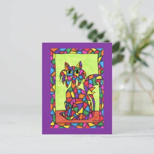 Festes Glas Kitty Postkarte (Stehend Vorderseite)