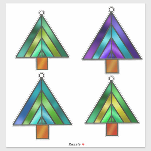 Festes Glas Look Weihnachtsbaumen Ornamente Aufkleber (Blatt)