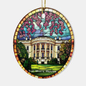 Festes Glas Weiße Haus Familienurlaub Ornament (Links)