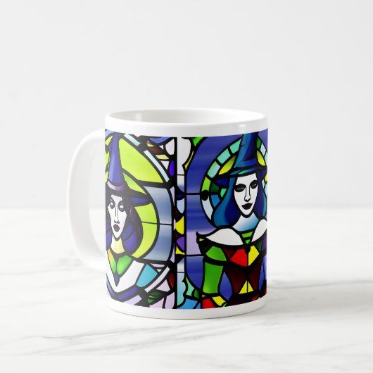 Festes GlasHalloween-Hexe-Tasse Kaffeetasse (Vorderseite Links)
