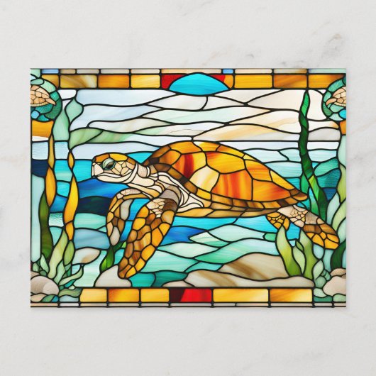 Festes Glasmeerschildkröten Schwimmen im Ozean Postkarte (Vorderseite)
