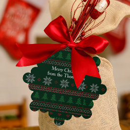 Festes Grün Ugge Weihnachts Sweater Party Custom Ornament Karte