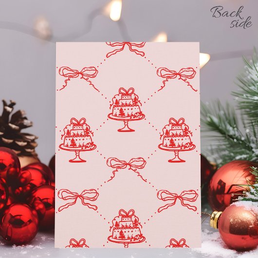 Festes, handgezeichnetes Weihnachtsfest Rot-Rosa-P Einladung