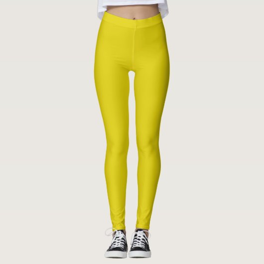 Festes, helles Zitronengelb Leggings (Vorderseite)
