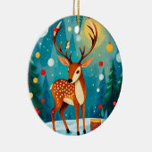Festes Hirsch im Schneewald Keramik Ornament (Rechts)