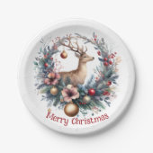 Festes Hirsch im Urlaubskranz 1 - Pappteller (Vorderseite)