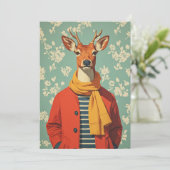 Festes Hirsch im Winterstil Feiertagskarte (Stehend Vorderseite)