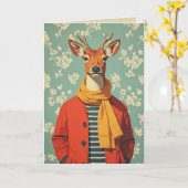 Festes Hirsch im Winterstil Karte (Gelbe Blume)