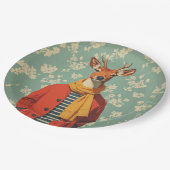 Festes Hirsch im Winterstil Pappteller (Schrägansicht)