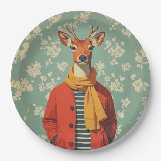 Festes Hirsch im Winterstil Pappteller (Vorderseite)