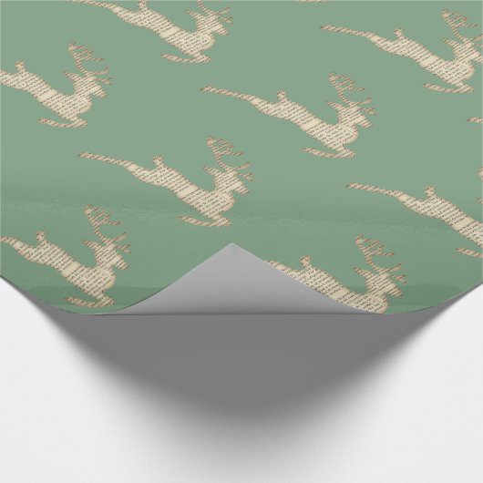 Festes Hirschmuster Grün Weihnachten Geschenkpapier (Ecke)
