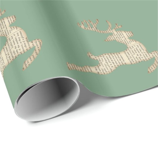 Festes Hirschmuster Grün Weihnachten Geschenkpapier (Rolleneckpunkt)