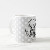 Festes Holiday Wood Etching Family Monogram Kaffeetasse (Vorderseite Links)