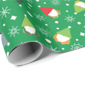 Festes Kitschy Gnome und Snowflake Wrapping Paper Geschenkpapier (Rolleneckpunkt)