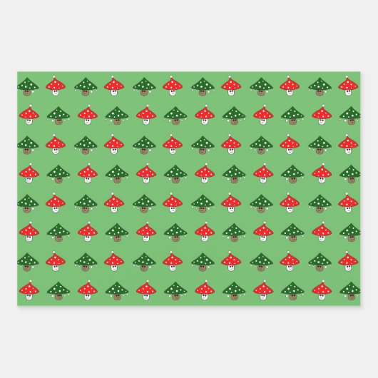 Festes Mushroom Wrapping Paper Set Geschenkpapier Set (Vorderseite)