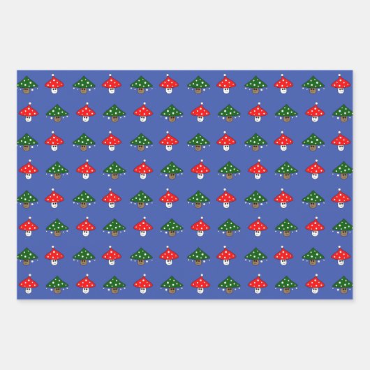 Festes Mushroom Wrapping Paper Set Geschenkpapier Set (Vorderseite 3)