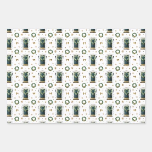 Festes Muster der grünen Vordertür Geschenkpapier Set (Vorderseite)