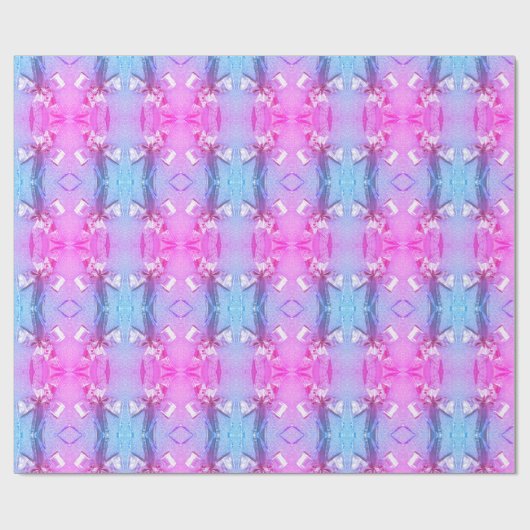 Festes Muster Modernes Blau Pink Geschenkpapier (Flach)