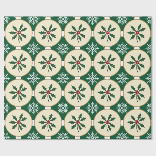 Festes Papier zum Umschlag von Holly- und Schneefl Geschenkpapier (Flach)