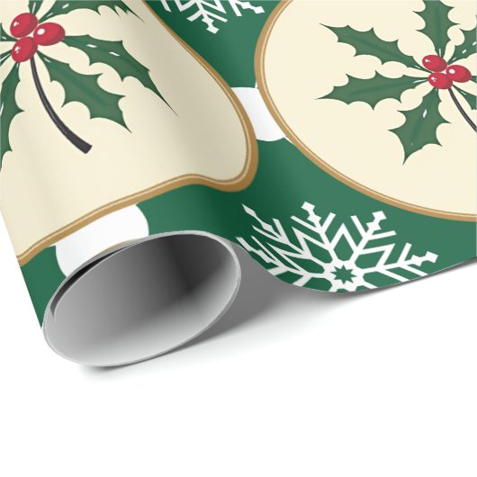 Festes Papier zum Umschlag von Holly- und Schneefl Geschenkpapier (Rolleneckpunkt)