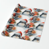 Festes Pinguin Weihnachtspapier Geschenkpapier (Ungerollt)