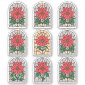 Festes Poinsettia - Hartglasaufkleber Aufkleber (Vorderseite)