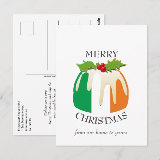 Festes Pudding IRISH FLAG Weihnachtskarte Postkarte (Vorne/Hinten)
